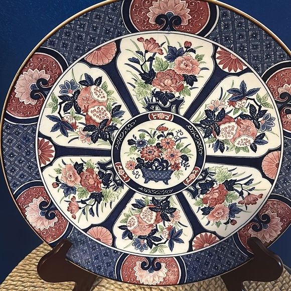 Vintage Oriental “Tosho” Flower Basket Center Fine China Charger Plate 13” - Picture 3 of 7